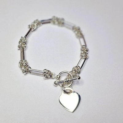 Long Bow Bracelet With Heart & T-Bar Clasp