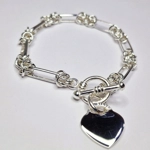 Long Bow Bracelet With Heart & T-Bar Clasp