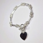 Long Bow Bracelet With Heart & T-Bar Clasp