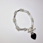 Long Bow Bracelet With Heart & T-Bar Clasp