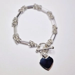 Long Bow Bracelet With Heart & T-Bar Clasp