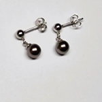 Simple Silver Ball Short Drop Earrings