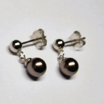 Simple Silver Ball Short Drop Earrings