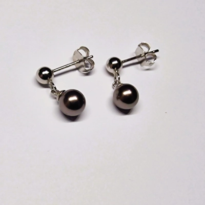 Simple Silver Ball Short Drop Earrings