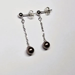 Silver Ball Long Drop Earrings