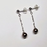 Silver Ball Long Drop Earrings