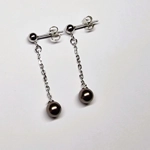 Silver Ball Long Drop Earrings