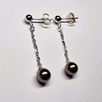 Silver Ball Long Drop Earrings