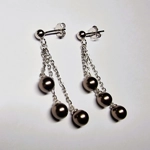 Silver Ball Triple Drop Earrings