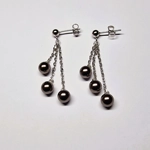 Silver Ball Triple Drop Earrings