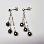 Silver Ball Triple Drop Earrings