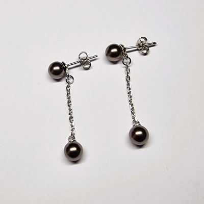 Pearl Stud Long Drop Earrings
