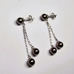 Pearl Stud Double Drop Earrings