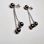 Pearl Stud Double Drop Earrings