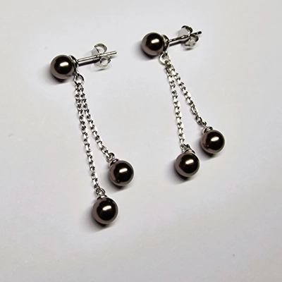 Pearl Stud Double Drop Earrings