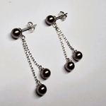 Pearl Stud Double Drop Earrings