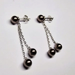 Pearl Stud Double Drop Earrings