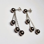 Pearl Stud Triple Drop Earrings