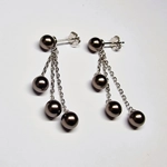 Pearl Stud Triple Drop Earrings