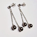 Silver Ball Double Drop Earrings