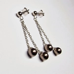 Silver Ball Double Drop Earrings
