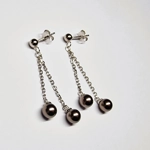 Silver Ball Double Drop Earrings
