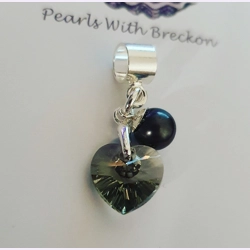 Black Diamond Crystal Heart Charm