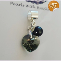 Black Diamond Crystal Heart Charm