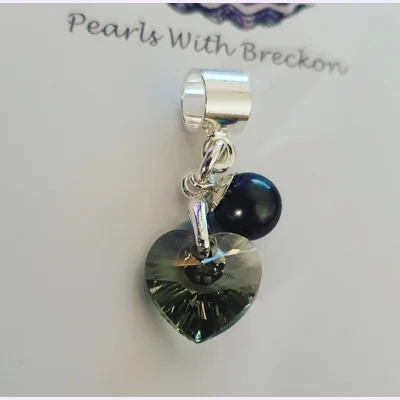 Black Diamond Crystal Heart Charm
