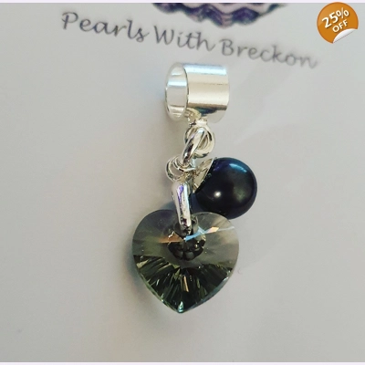 Black Diamond Crystal Heart Charm