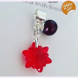 Edelweiss Light Siam Crystal Charm