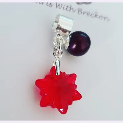Edelweiss Light Siam Crystal Charm