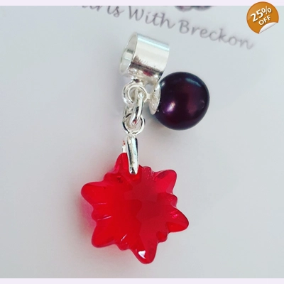 Edelweiss Light Siam Crystal Charm