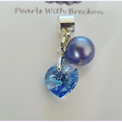 Light Sapphire Shimmer Crystal Heart Charm