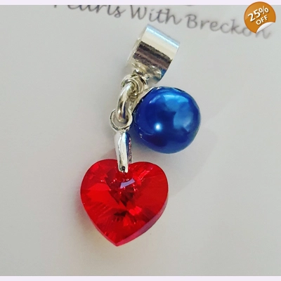 Light Siam AB Crystal Heart Charm