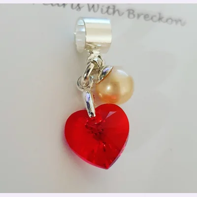 Light Siam Shimmer Crystal Heart Charm