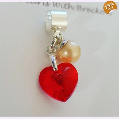 Light Siam Shimmer Crystal Heart Charm
