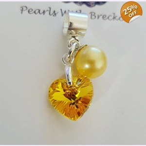 Light Topaz AB Crystal Heart..