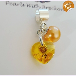 Light Topaz Crystal Heart Ch..