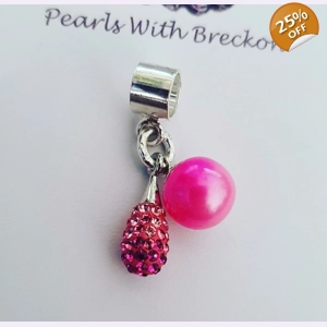 Pave Drop Charm Rose