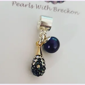 Pave Drop Charm Silver Blend