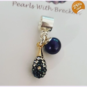 Pave Drop Charm Silver Blend