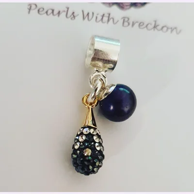 Pave Drop Charm Silver Blend