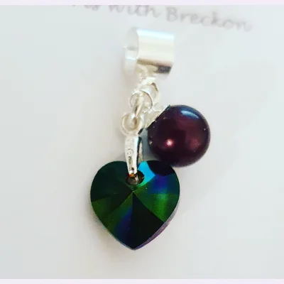 Dark Rainbow Crystal Heart Charm