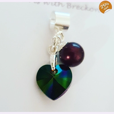 Dark Rainbow Crystal Heart Charm