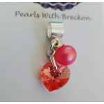 Rose Peach Shimmer Crystal Heart Charm