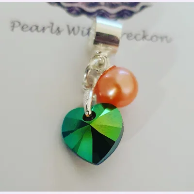 Green Crystal Heart Charm