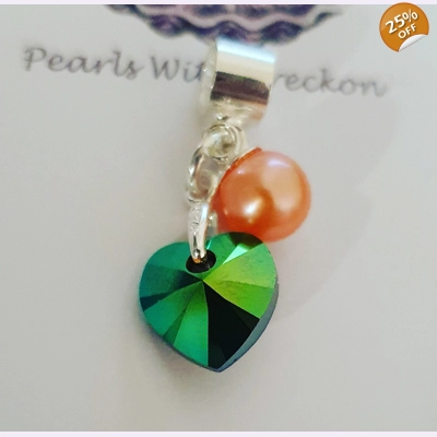 Green Crystal Heart Charm
