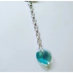 Ice Blue Crystal Heart Keyring
