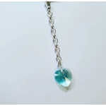 Ice Blue Crystal Heart Keyring